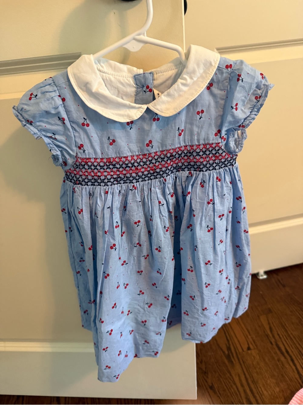 Janie and Jack Light Blue Cherry Smocked Dress